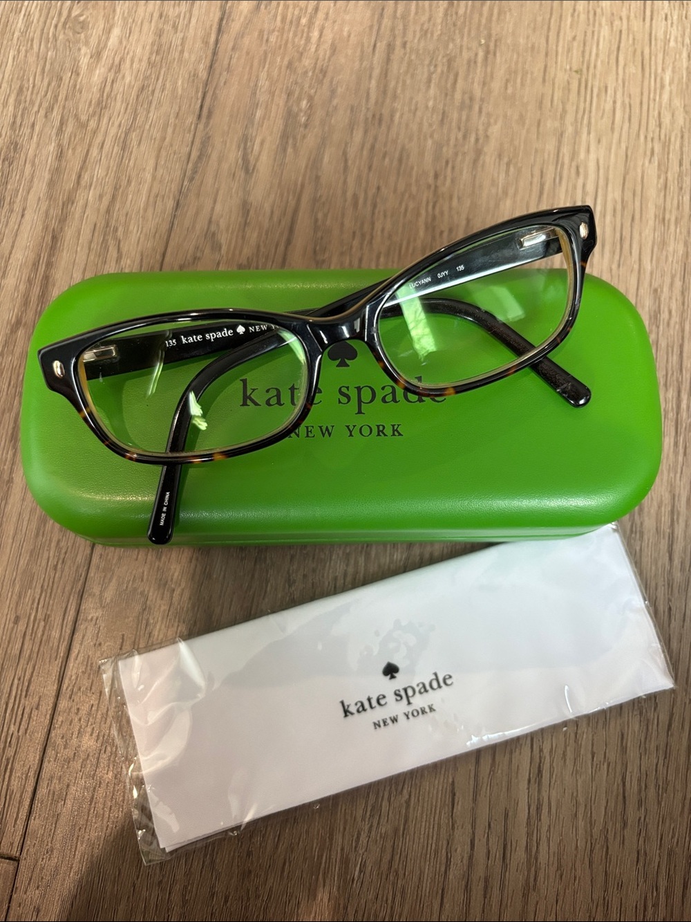 kate spade Lucyann jyy Black Tortoiseshell Rectangle Eye Glass Frames